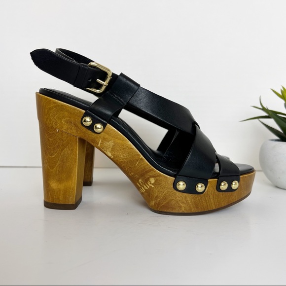 ✖️SOLD✖️•COACH• Black Leather Adessa Platform Sandals - Picture 3 of 13